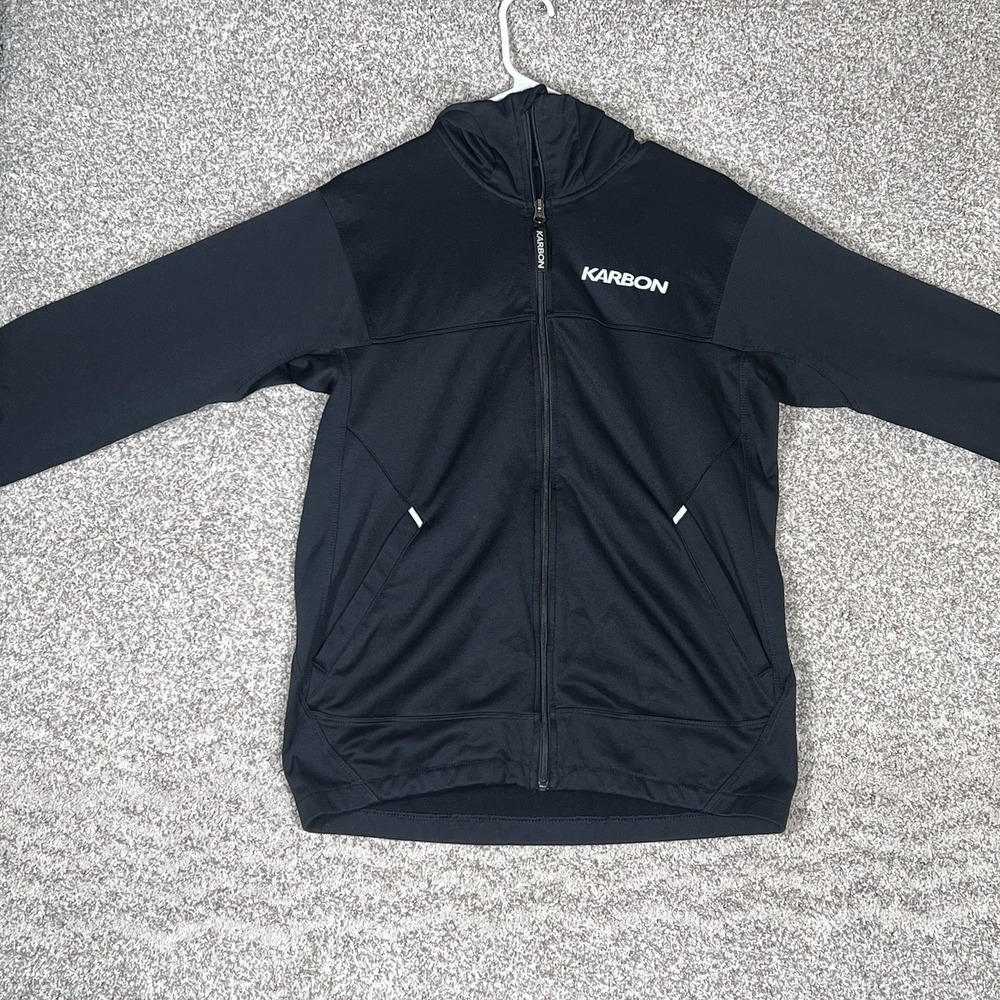 Karbon Jacket Men's Medium Black Softshell Fleece Activewear Full Zip Hooded